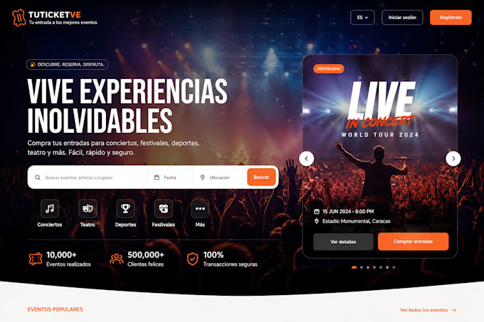 create a professional event ticket website with booking and payment system