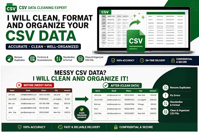 clean, format and organize your CSV data
