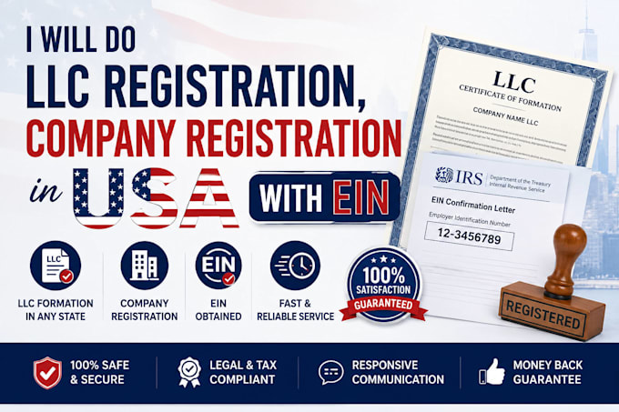do llc registration, company registration in USA with with ein