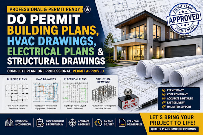 do permit building plans, hvac drawing, electrical plans and structural drawings