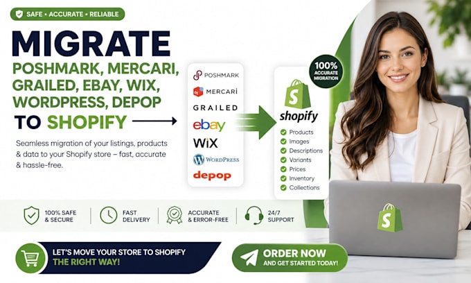 migrate poshmark mercari grailed listings ebay wix wordpress depop to shopify