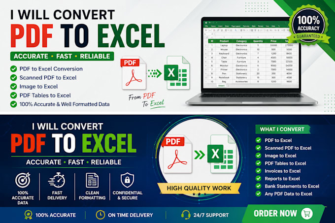 convert PDF to excel and scanned PDF to editable excel