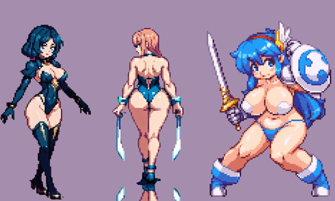 create nsfw pixel art character pokemon sprite sheet pixel art animation 2d game