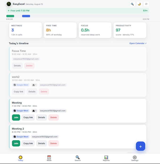 develop google apps script calendar dashboard with meeting scheduler