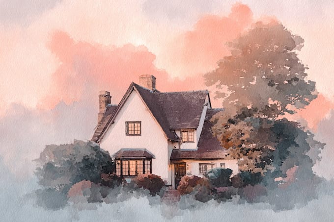 a watercolor house portrait