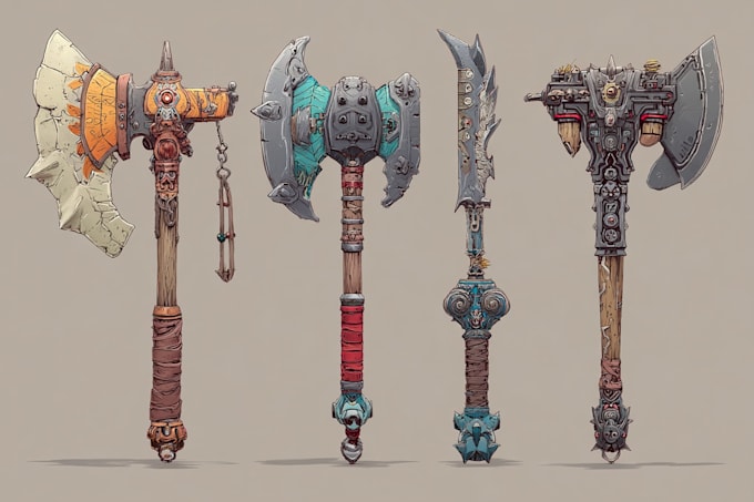 high quality weapon concept art for gaming and more