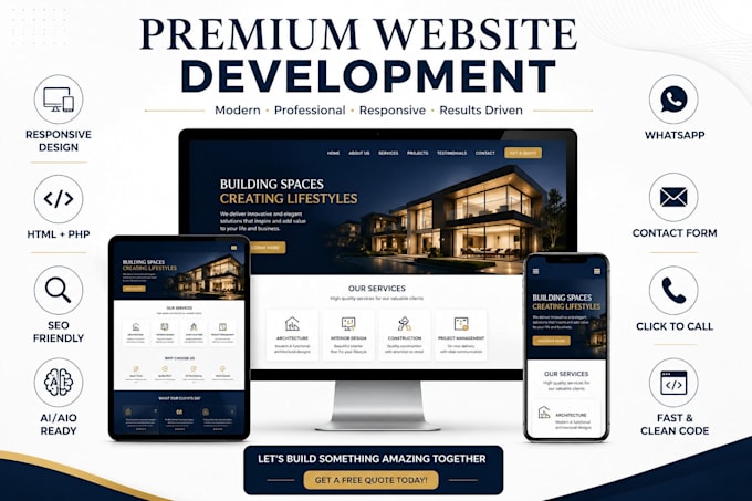 design a responsive business website in HTML CSS and PHP