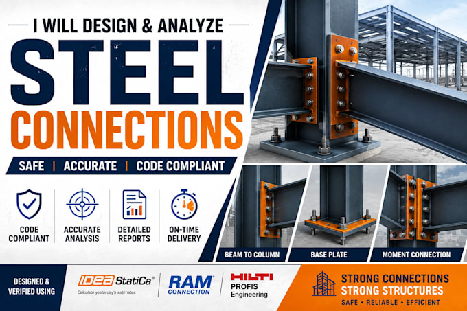 design and analyze steel connections using ideastatica, ram connection and hilti