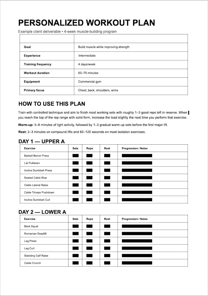 create a personalised agfitness workout plan