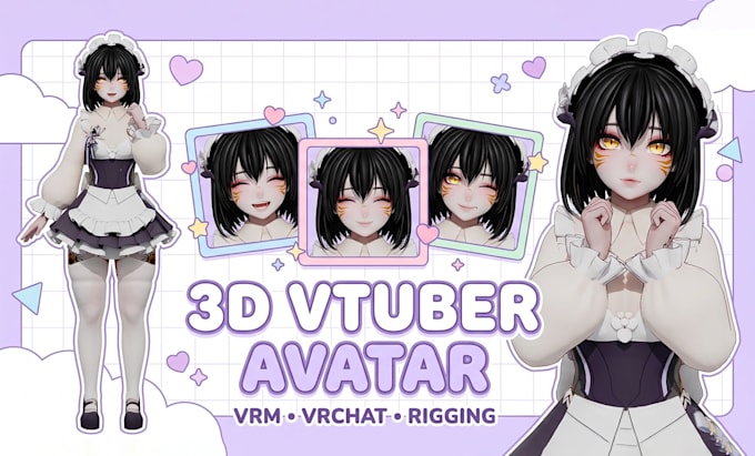 create a custom 3d vtuber avatar, vrm, vrchat model and rig