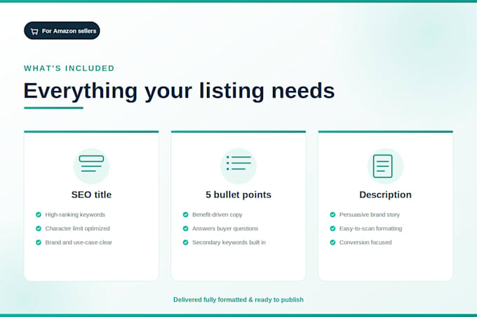 write SEO amazon product listing title bullet points