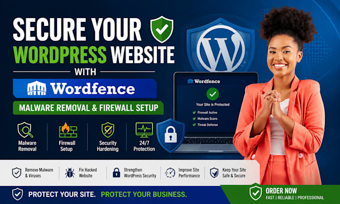 secure wordpress website with wordfence, malware removal and firewall setup