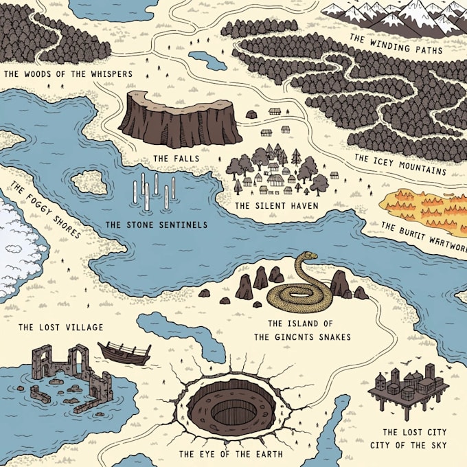 do a fantasy map illustration or dnd map art