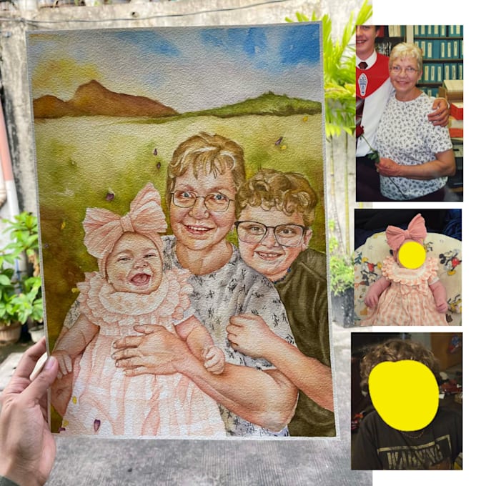 hand paint a watercolor realistic portrait free shipping