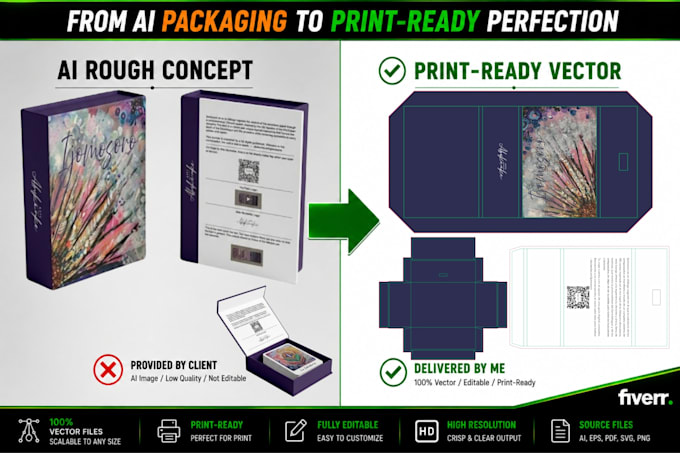 convert ai generated packaging design into print ready vector files