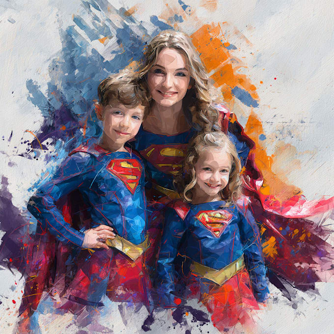 design a family superhero portraits
