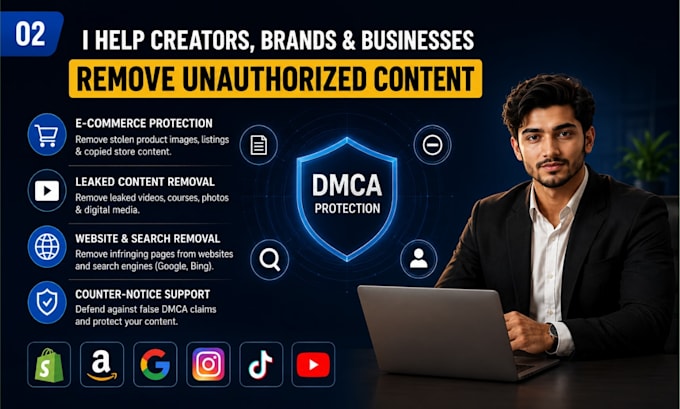 , send dmca takedown notices to remove leaked content