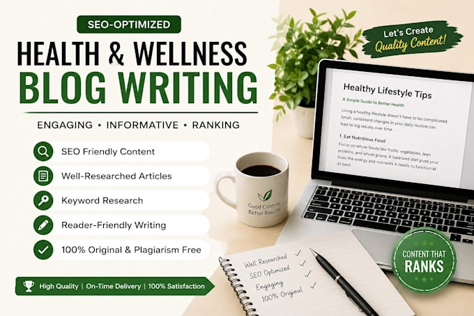 write SEO health and wellness blog posts and articles
