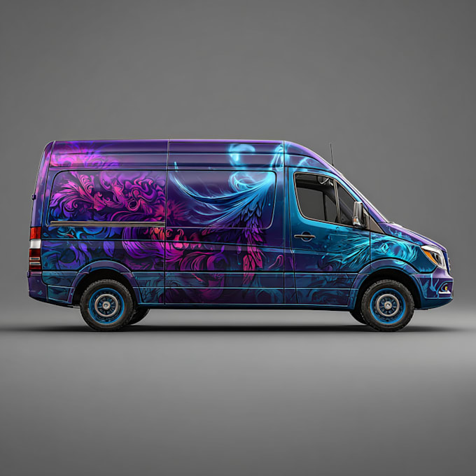 make a realistic 3d car wrap mockup and design