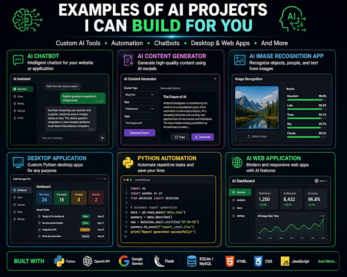 build custom ai tools, python automation and software