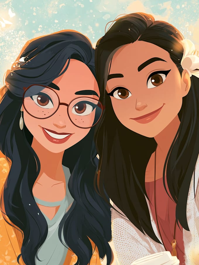 draw cartoon portrait in disney cartoon illustration