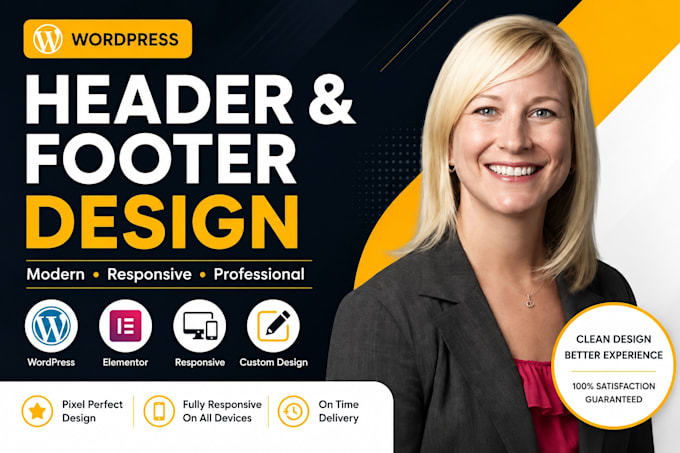 design or fix a responsive wordpress header and footer