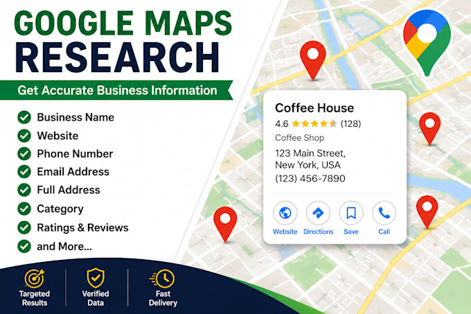 web research data entry and google maps research