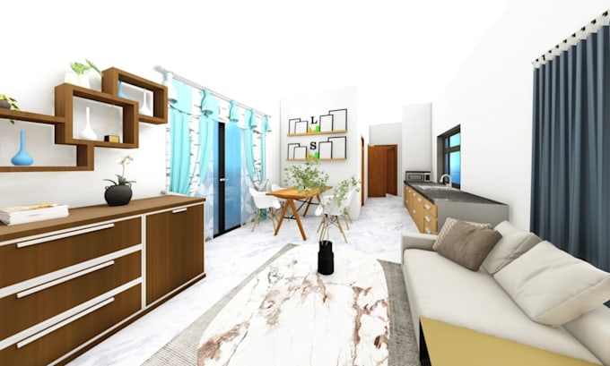 design house, office, restaurant, cafe, hotel interior with 3d rendering
