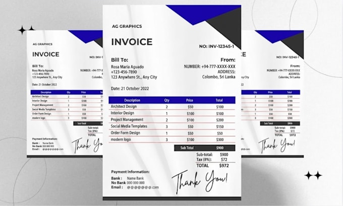 design professional invoice, receipt, and price list