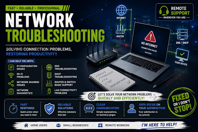 troubleshoot and fix network, dns, dhcp and connectivity