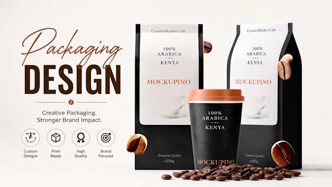 design paper cups and coffee cups mugs and product packaging