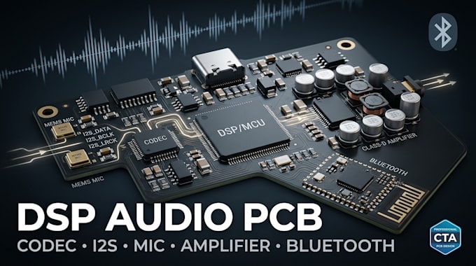 design dsp audio pcb, codec, i2s, microphone, amplifier and bluetooth