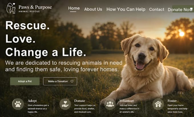 build squarespace animal rescue website redesign adoption donation website