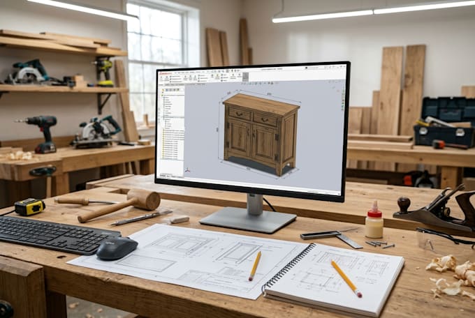 design and 3d render custom woodworking plans