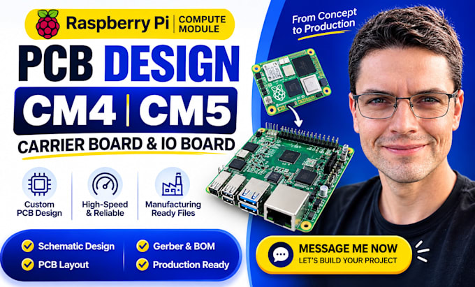 design pcb for raspberry pi compute module cm4 cm5, carrier board and io board