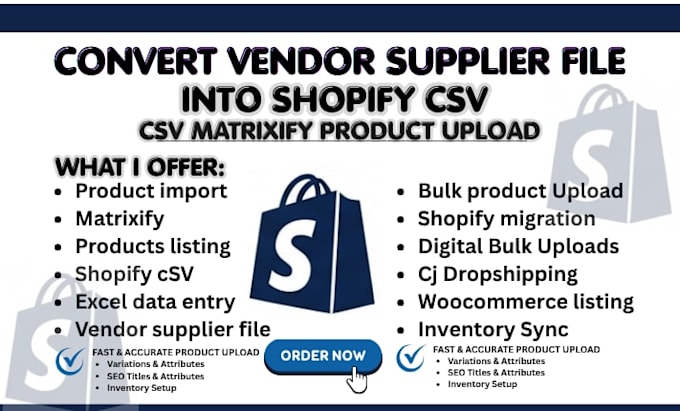 convert vendor supplier file into shopify csv matrixify product upload