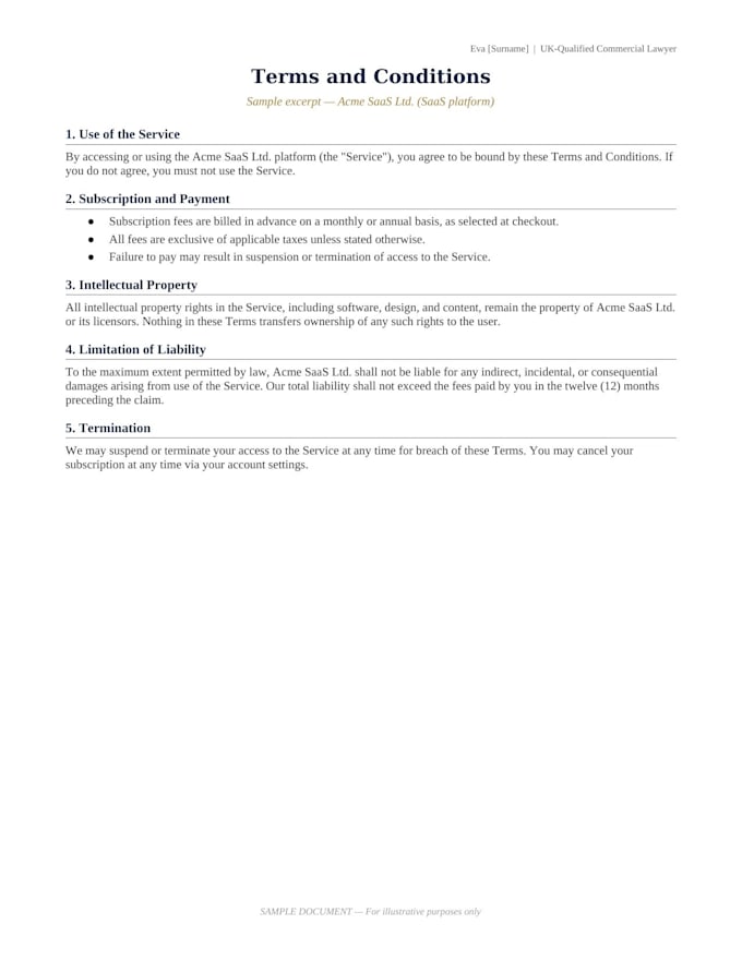 draft your nda, terms and conditions, privacy policy