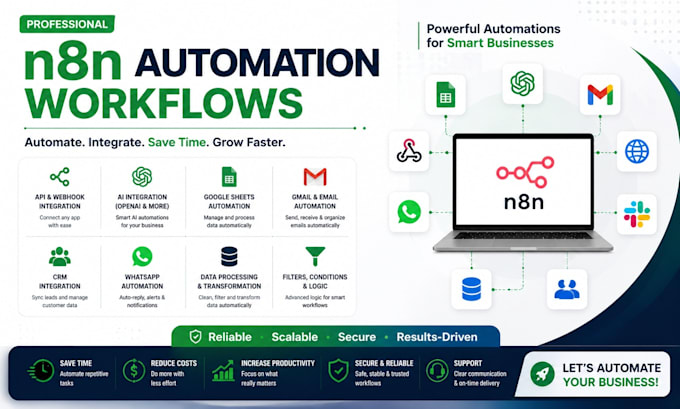 build n8n automation workflows and API integrations