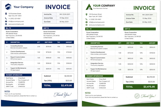 design, customize odoo reports qweb pdf excel invoices and accounting template