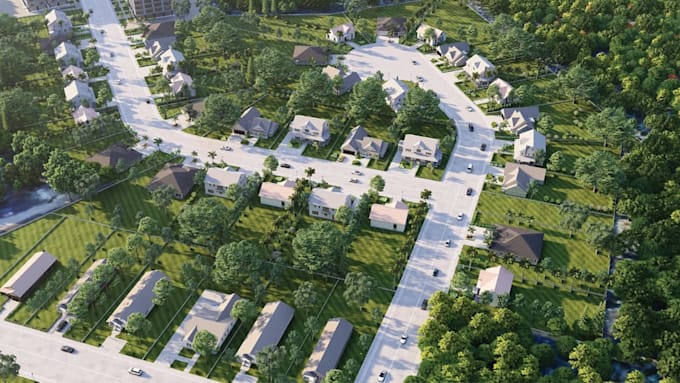 design 3d residential masterplan housing development subdivision siteplan render