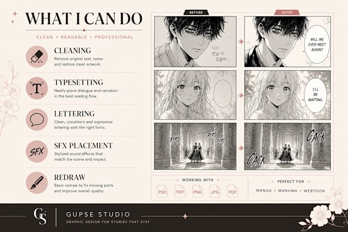 clean and typeset your manga, manhwa or webtoon