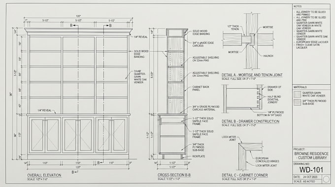 create professional millwork, casework, joinery and woodwork drawing