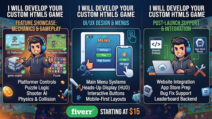 develop your custom HTML5 game playable in any browser