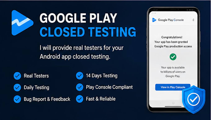 provide 12 real testers for google play closed testing