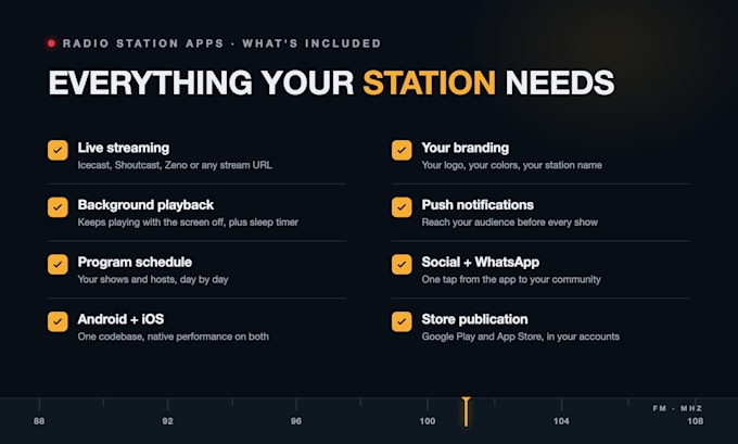 develop a radio station app with live streaming for android and ios