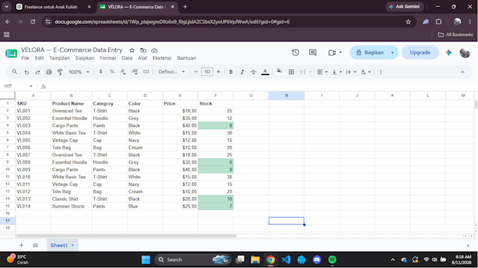 do accurate data entry, data cleaning, excel and google sheets