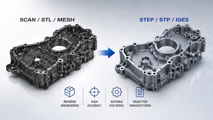 reverse engineering, stl to step and scan to cad in solidworks