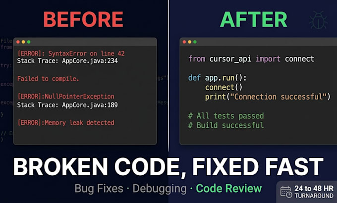 fix bugs and errors in your vibe coded app or website