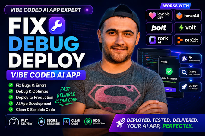 fix debug deploy vibe coded ai app lovable bolt base44 volt rork ai replit app