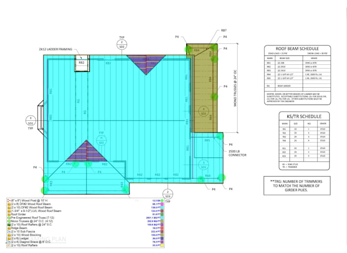 do structural framing takeoffs for floor, roof, ceiling, and walls